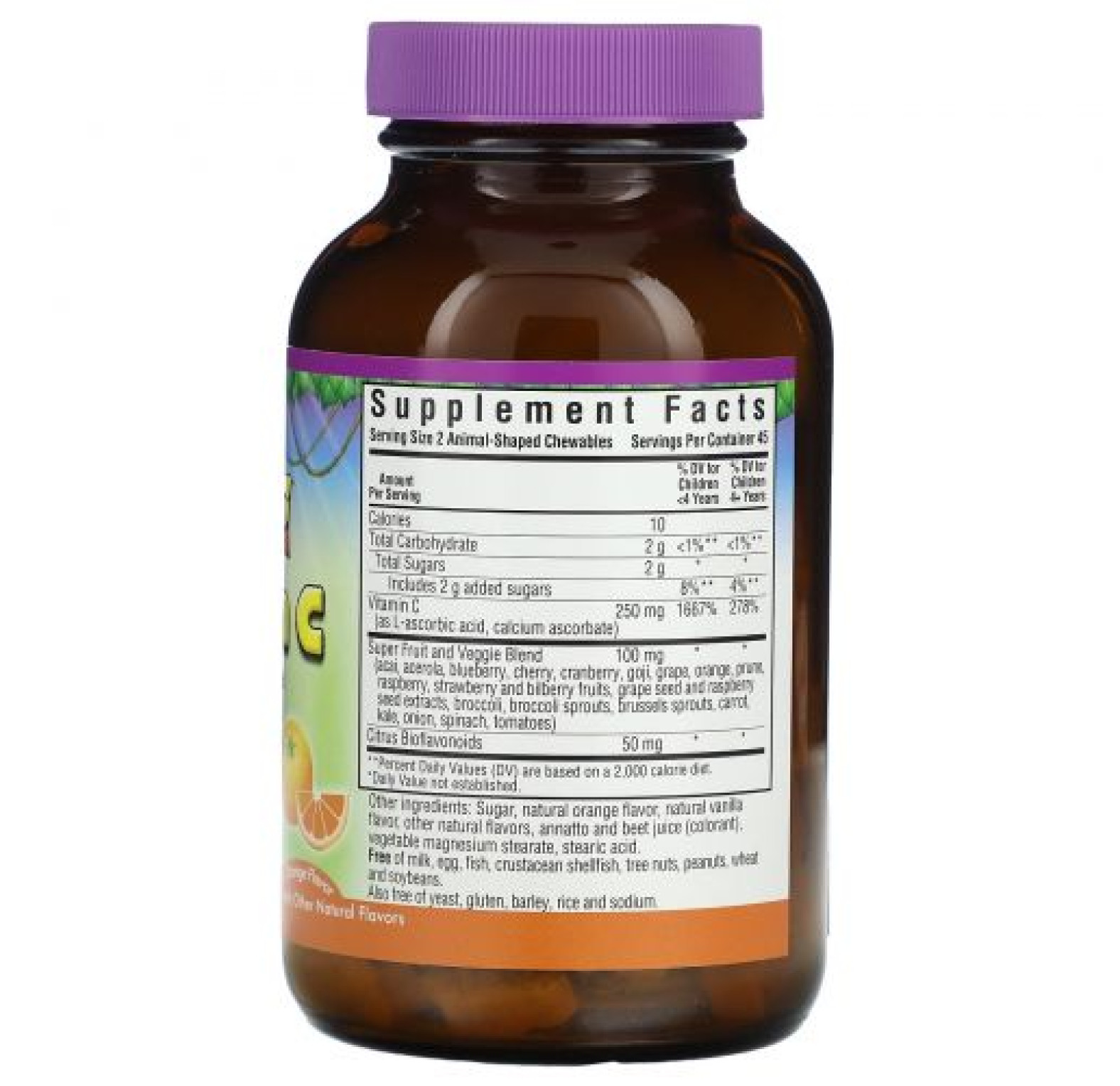 Bluebonnet Nutrition, Super Earth, Rainforest Animalz, витамин С, вкус апельсина, 90 жевательных таблеток в форме животных