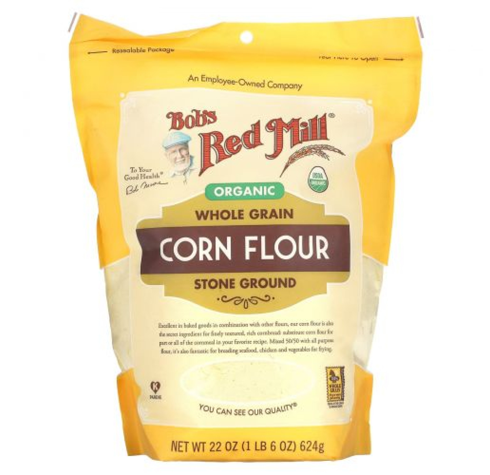Bob's Red Mill, Кукурузная мука, цельнозерновая, 624 г