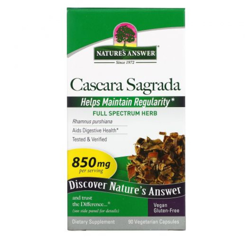 Nature's Answer, Крушина американская, трава полного спектра действия, 850 мг, 90 вегетарианских капсул