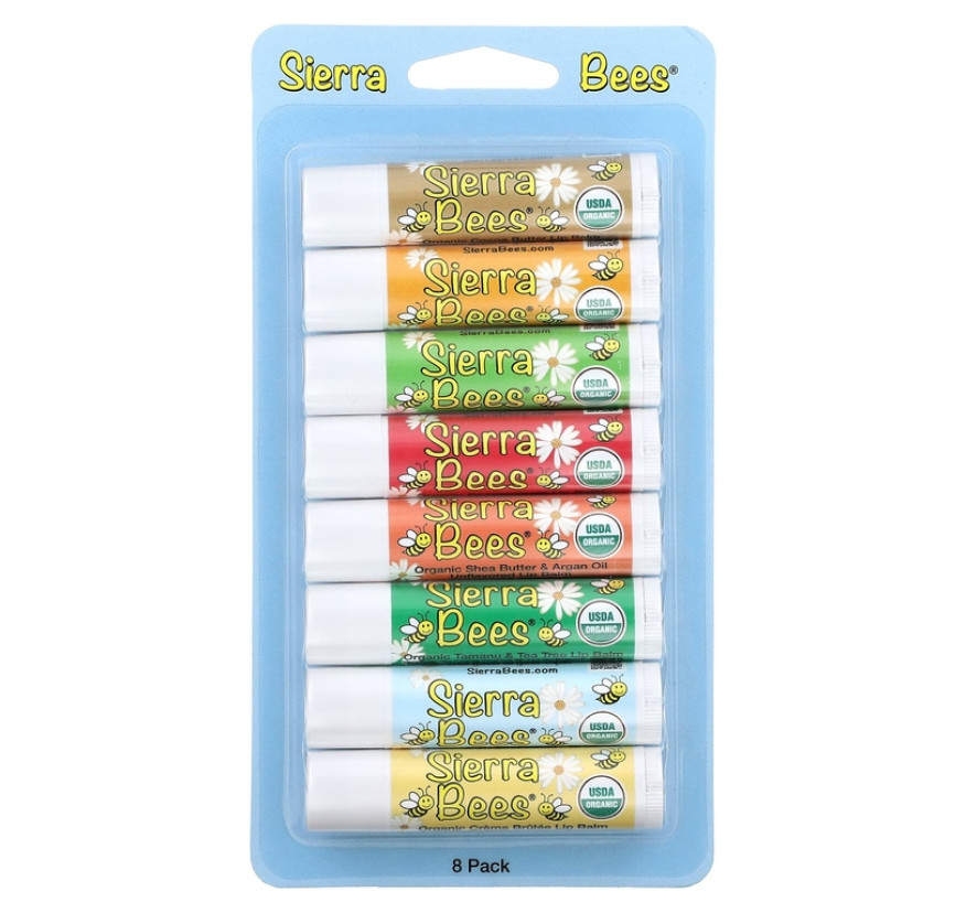 Sierra Bees, набор органических бальзамов для губ, 8 штук по 4,25 г  каждый