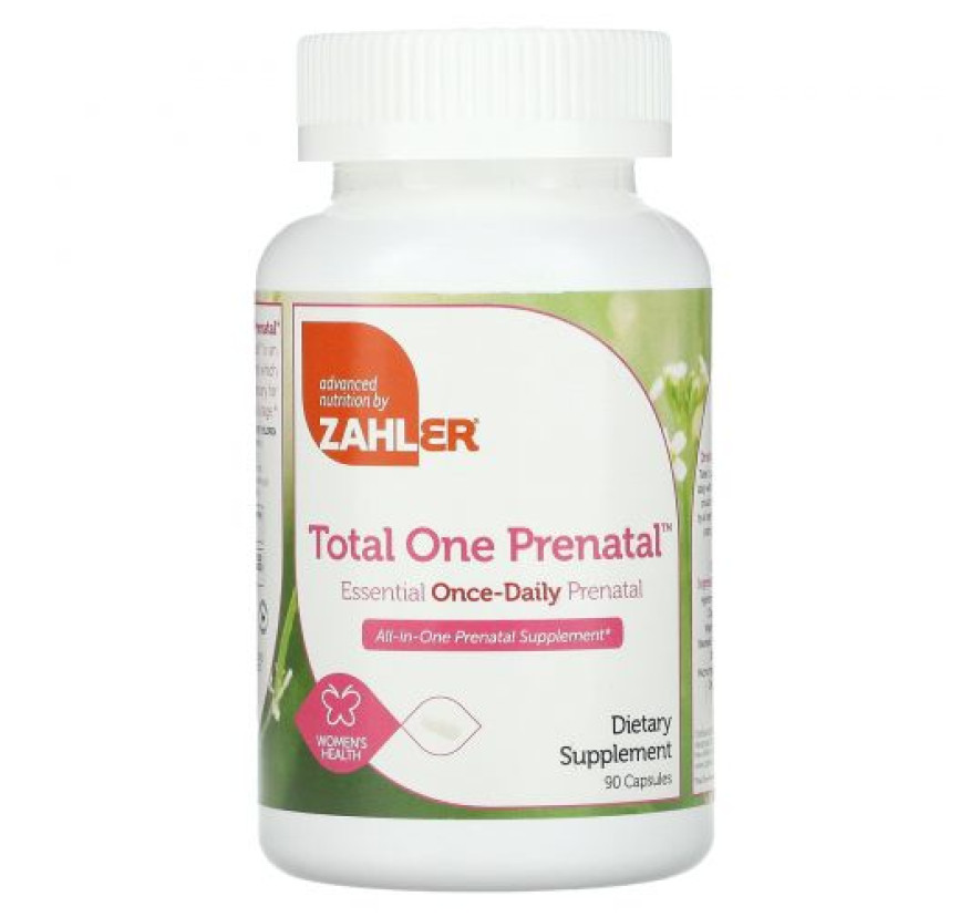 Zahler, Total One Prenatal, пренатальная добавка для приема один раз в день, 90 капсул