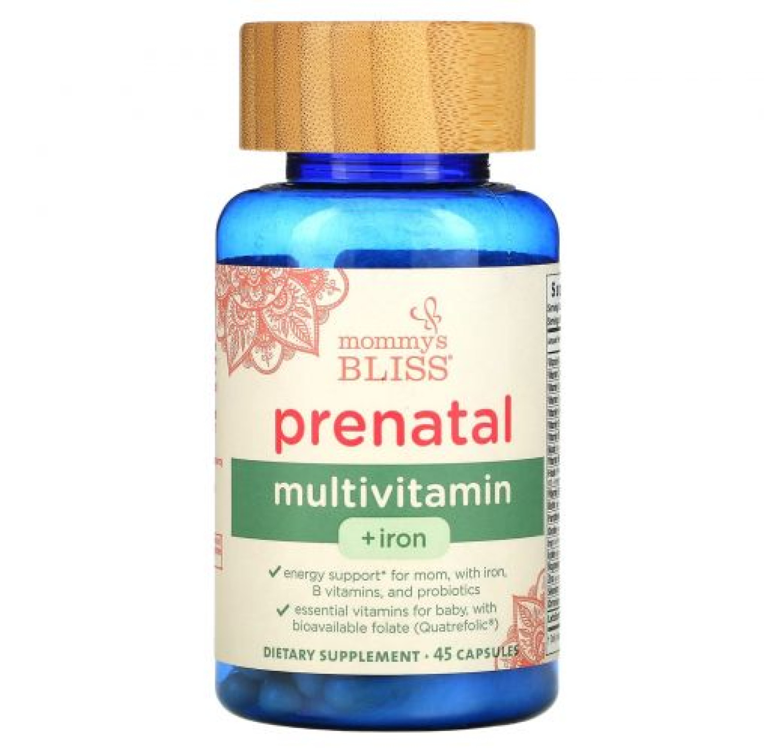 Mommy's Bliss, пренатальные витамины с железом, 45 капсул