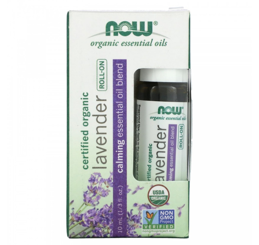 NOW Foods, Органическое масло лаванды с шариковым аппликатором, 10 мл