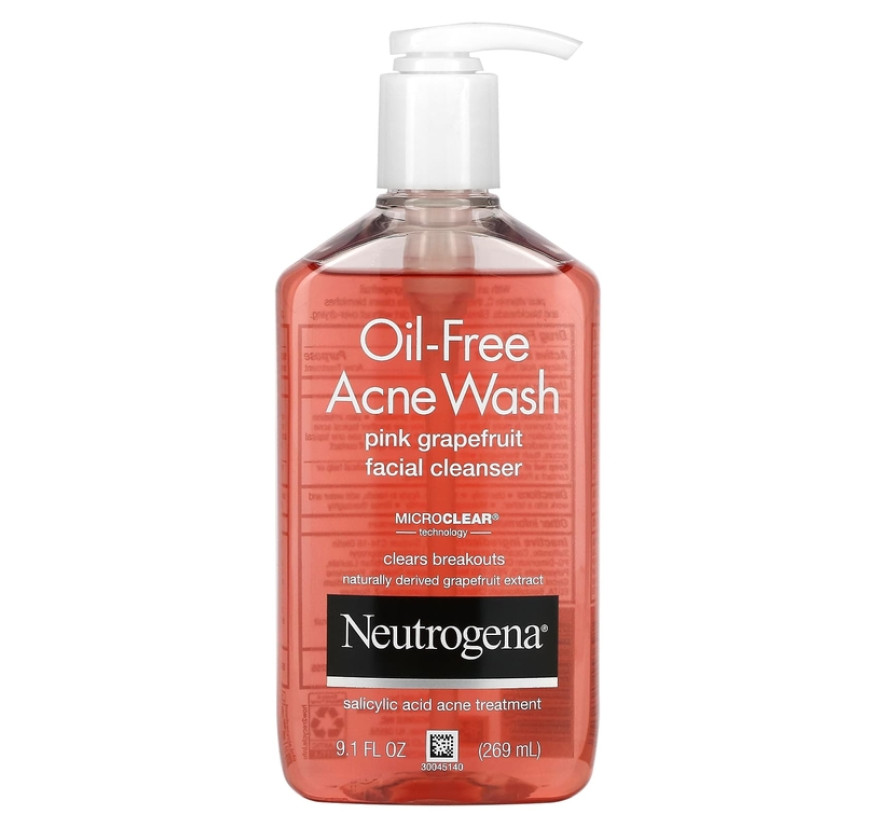 Neutrogena, средство для умывания без масла от угревой сыпи, очищающее средство для лица с розовым грейпфрутом, 269 мл