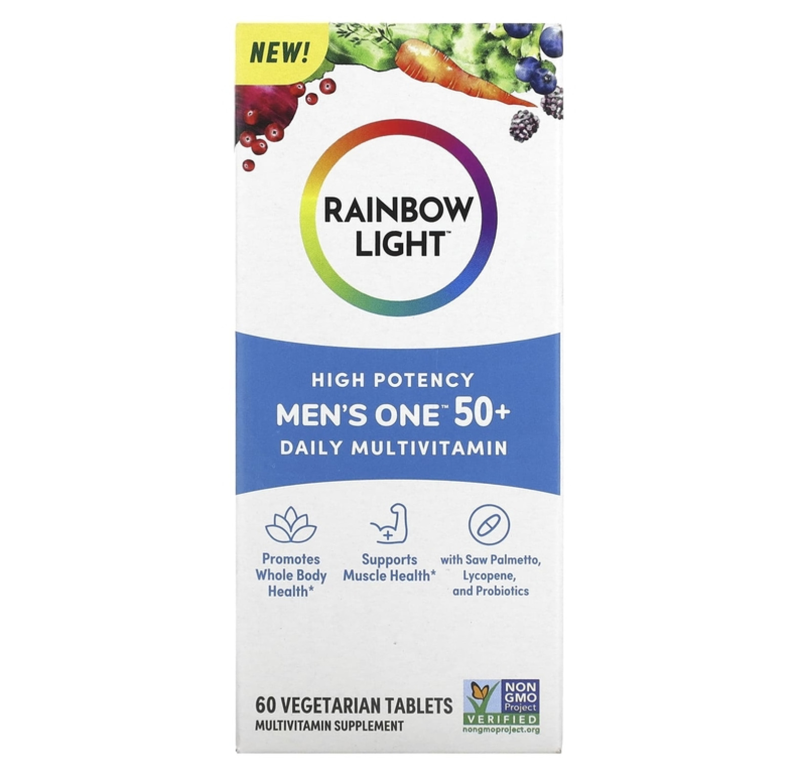 Rainbow Light, Men One 50+ Daily, мультивитамины, высокая эффективность, 60 вегетарианских таблеток