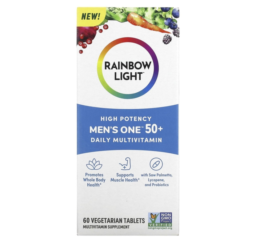 Rainbow Light, Men One 50+ Daily, мультивитамины, высокая эффективность, 60 вегетарианских таблеток