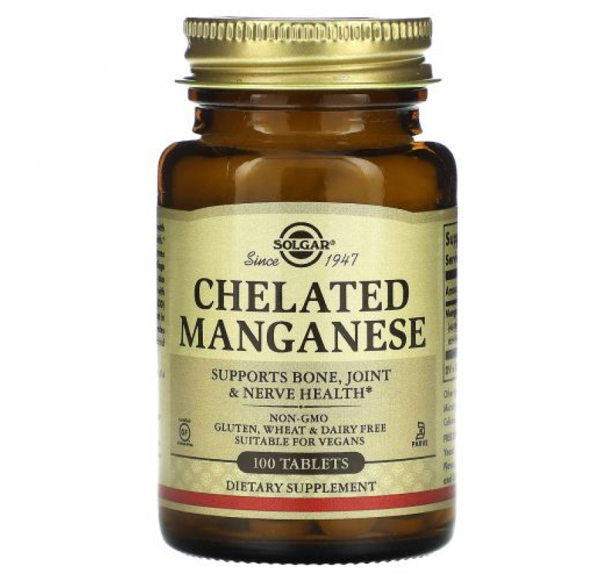 Solgar, Хелатный марганец, 100 таблеток