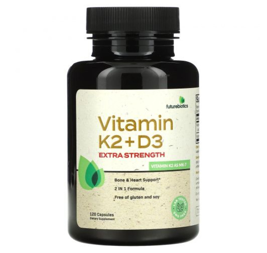 Futurebiotics, Витамин K2 + D3, с повышенной силой действия, 120 капсул