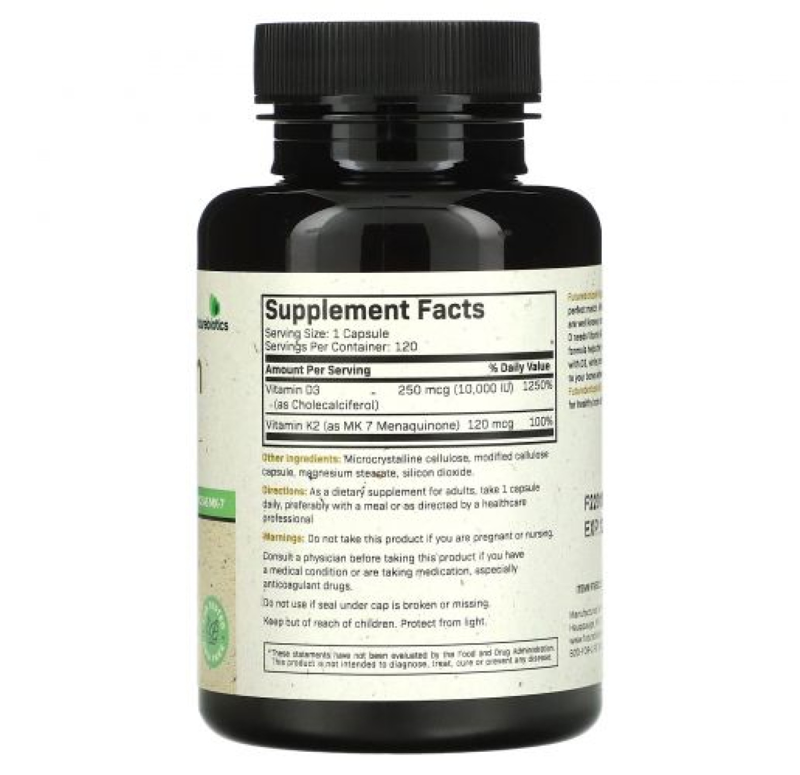 Futurebiotics, Витамин K2 + D3, с повышенной силой действия, 120 капсул