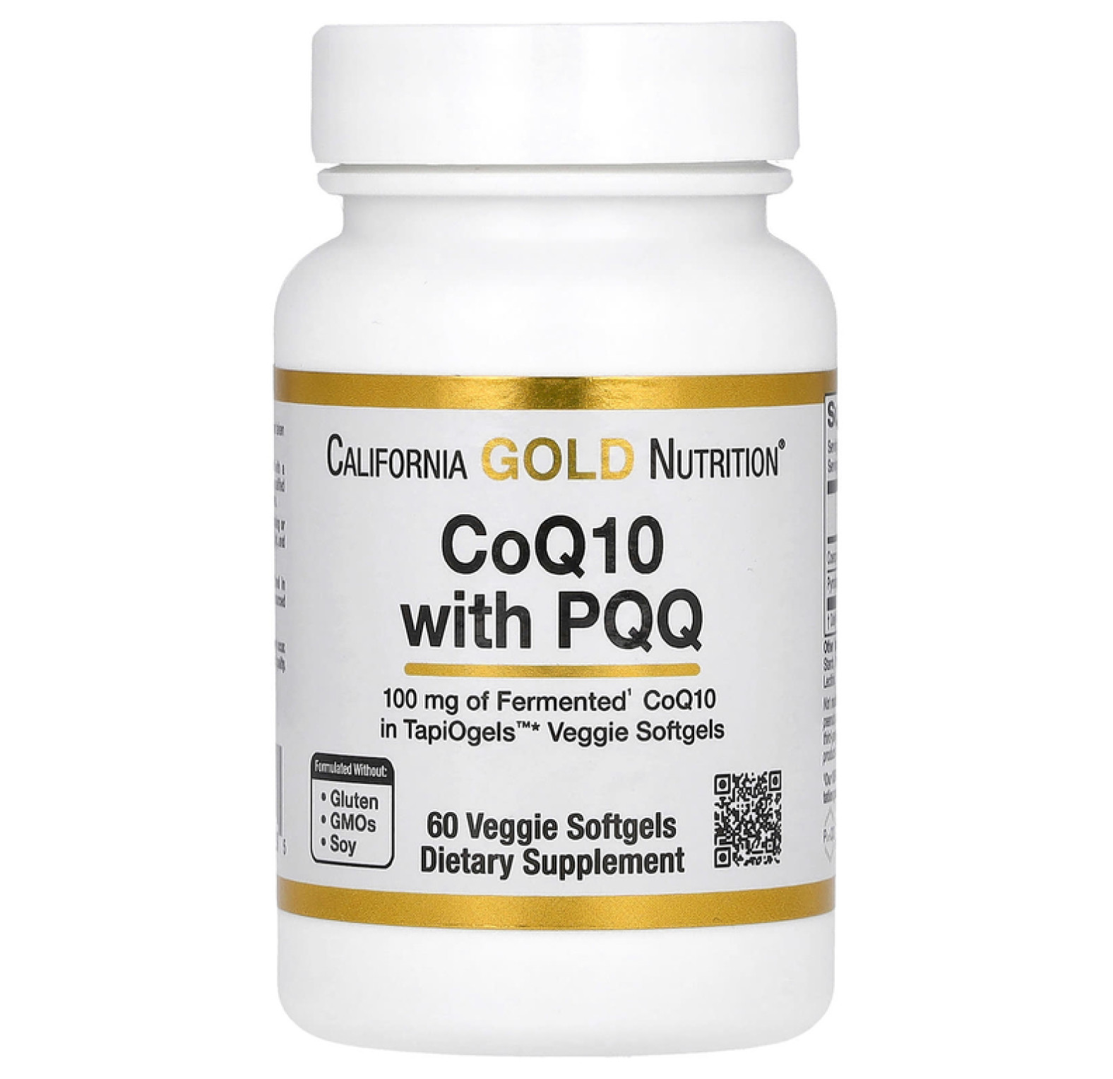 California Gold Nutrition, коэнзим Q10 с пирролохинолинхиноном (PQQ), 100 мг, 60 растительных капсул