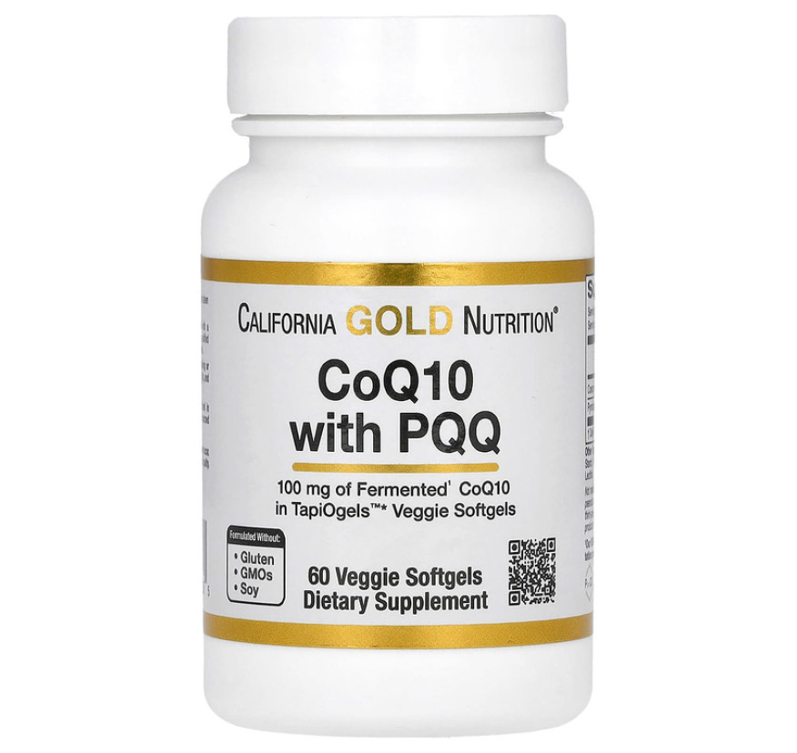 California Gold Nutrition, коэнзим Q10 с пирролохинолинхиноном (PQQ), 100 мг, 60 растительных капсул