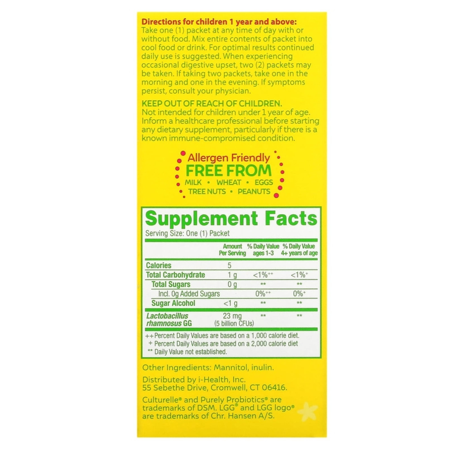 Culturelle, чистые пробиотики для детей, 30 порционных пакетиков