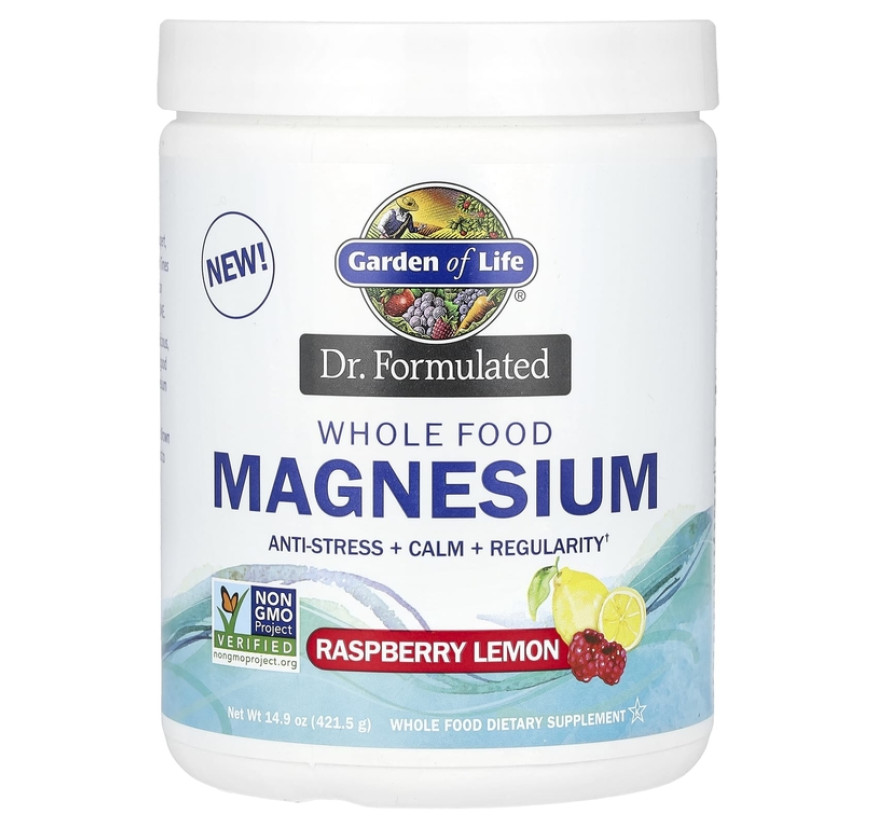 Garden of Life, Dr. Formulated, порошок из цельнопищевого магния, с малиновым и лимонным вкусом, 421,5 г