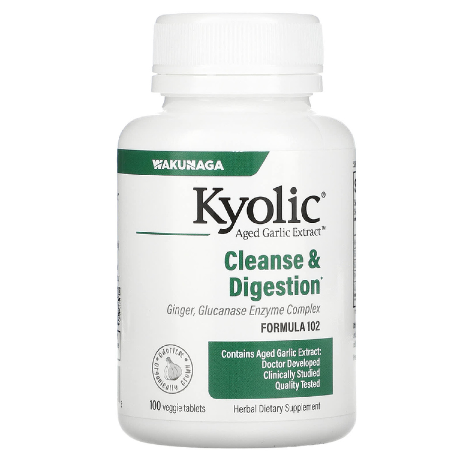 Kyolic, Aged Garlic Extract, экстракт выдержанного чеснока, для очищения и улучшения пищеварения, формула 102, 100 растительных таблеток