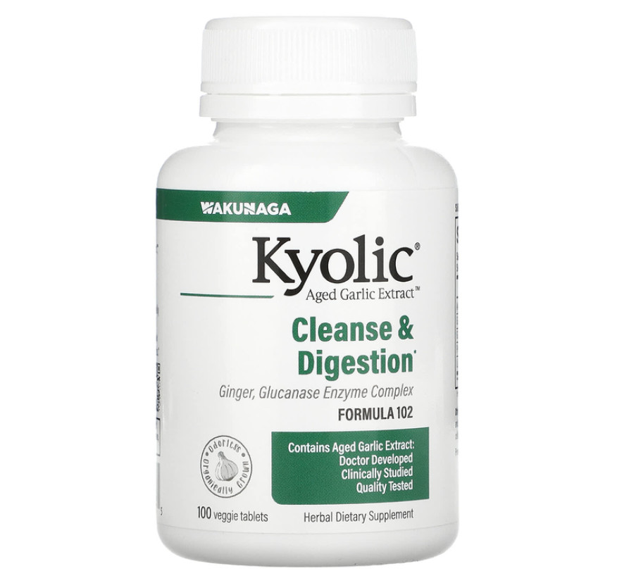 Kyolic, Aged Garlic Extract, экстракт выдержанного чеснока, для очищения и улучшения пищеварения, формула 102, 100 растительных таблеток