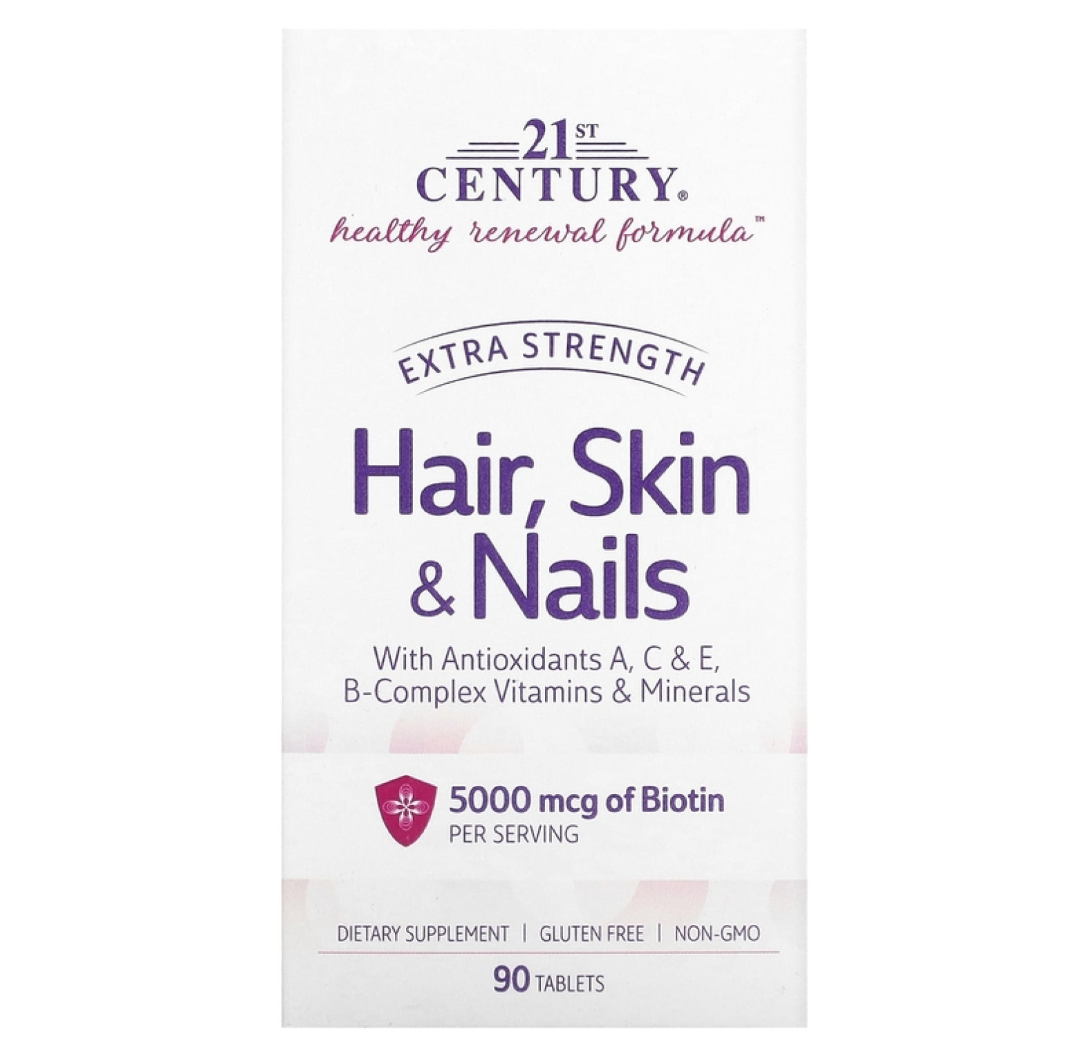 21st Century, добавка для волос, кожи и ногтей, повышенная сила действия, 90 таблеток