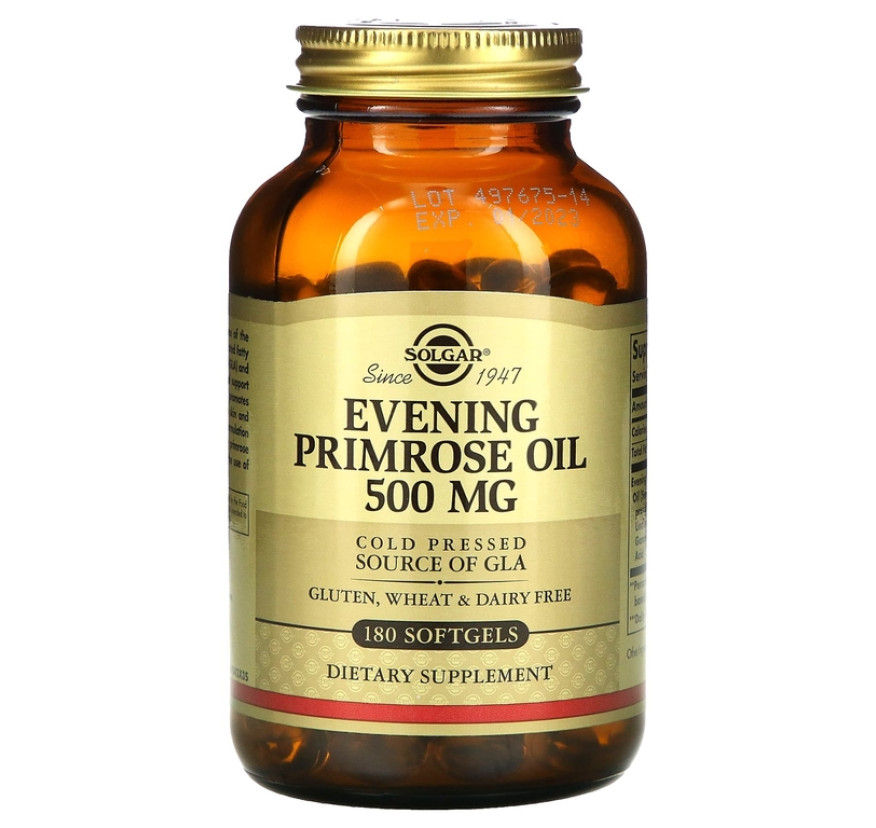 Solgar, масло первоцвета вечернего, 500 мг, 180 мягких таблеток