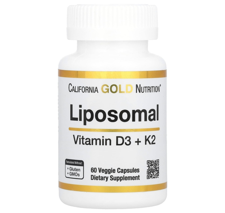 California Gold Nutrition, липосомальные витамины K2 и D3, 60 вегетарианских капсул