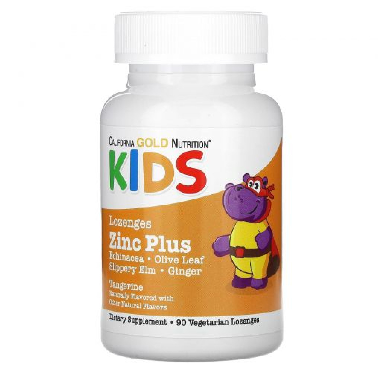 California Gold Nutrition, Цинк Plus для детей, вкус мандарина, 90 пастилок