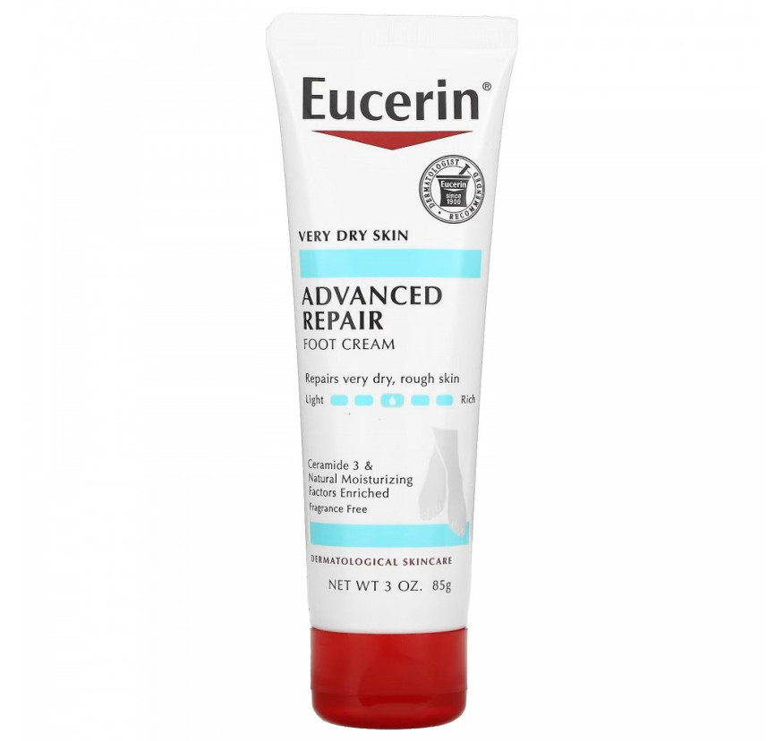 Eucerin, усовершенствованный восстанавливающий крем для ног, без запаха, 85 г