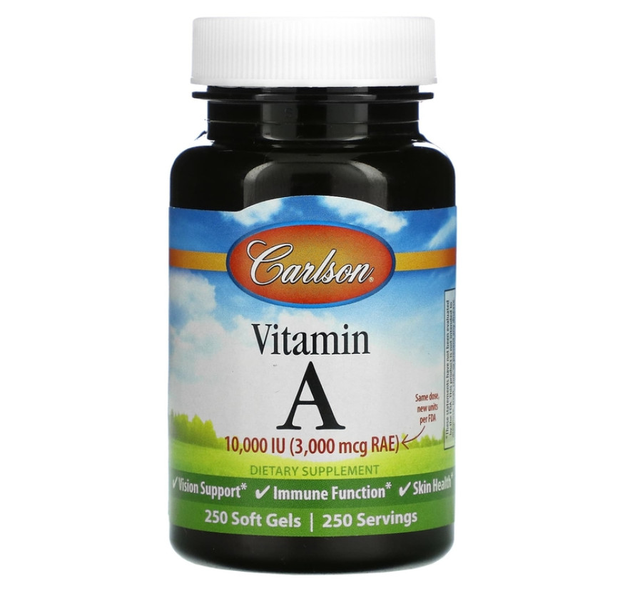 Carlson, Витамин A, 10 000 МЕ, 250 мягких таблеток