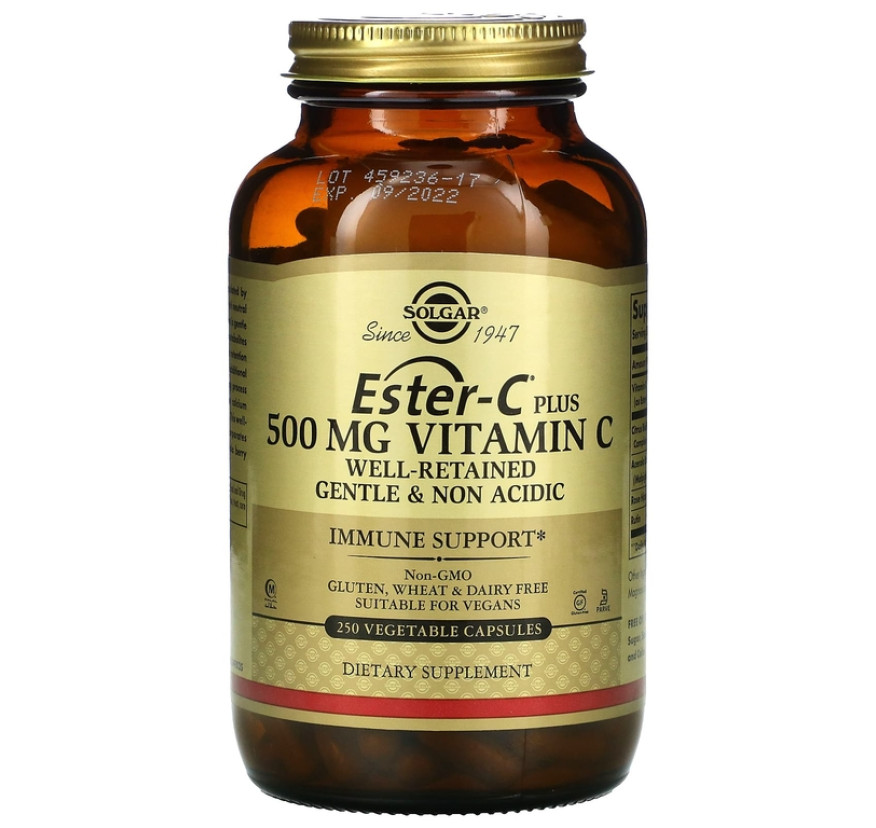 Solgar, Ester-C Plus, витамин C, 500 мг, 250 растительных капсул