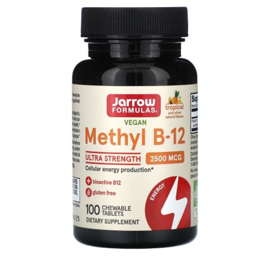 Jarrow Formulas, Метил B-12, тропический, 2500 мкг, 100 жевательных таблеток