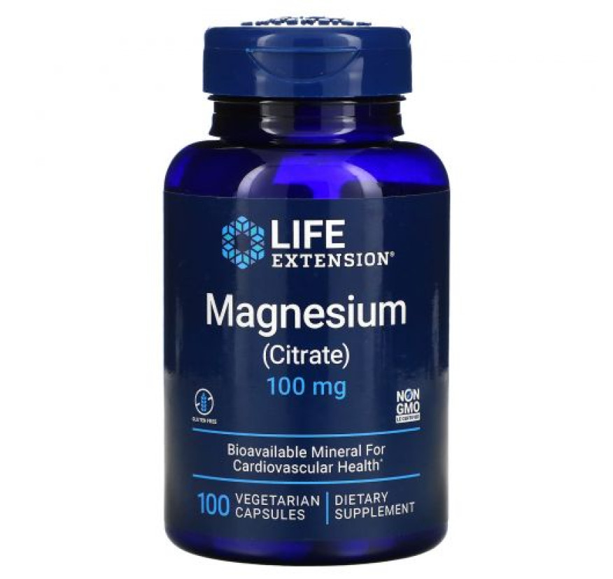 Life Extension, магний (цитрат), 100 мг, 100 вегетарианских капсул