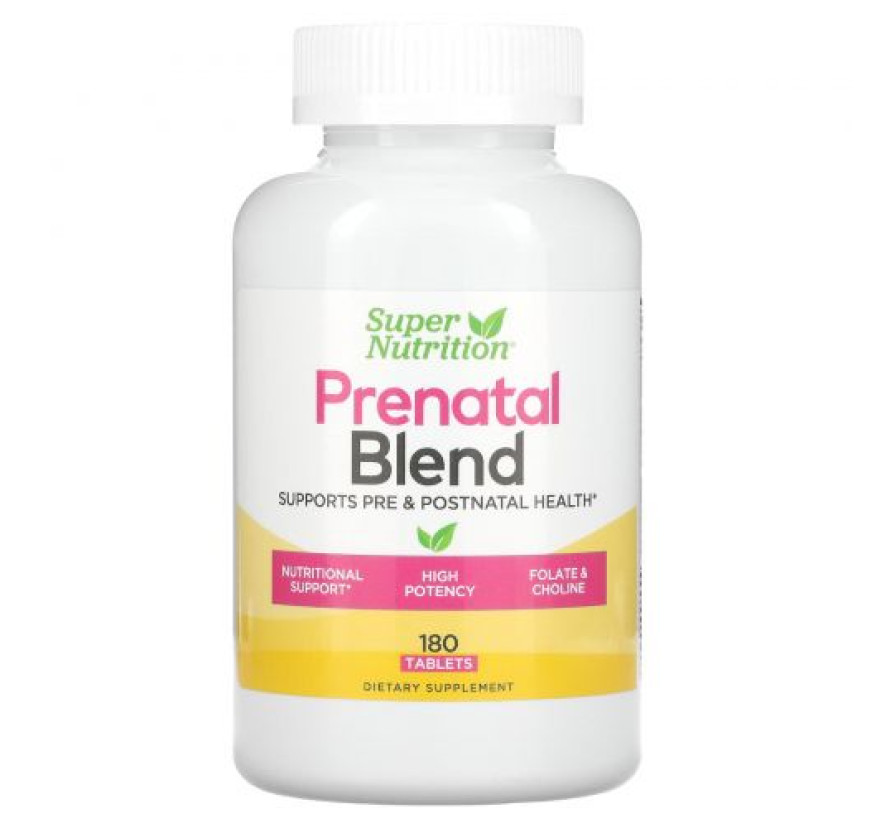 Super Nutrition, смесь для беременных, мультивитамины, фолат и холин, 180 таблеток
