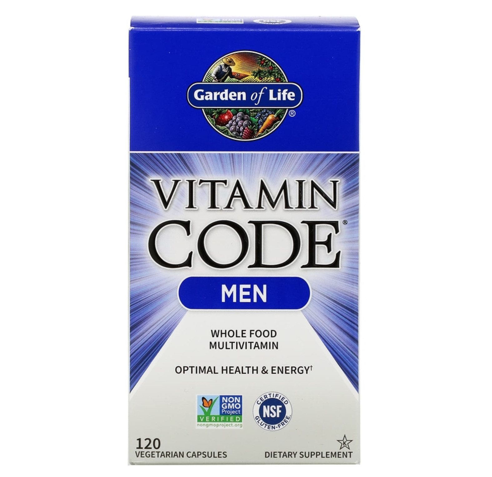 Garden of Life, Vitamin Code, мультивитамины из цельных продуктов для мужчин, 120 вегетарианских капсул