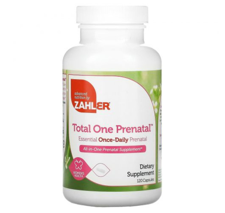 Zahler, Total One Prenatal, пренатальный комплекс, для приема один раз в день, 120 капсул