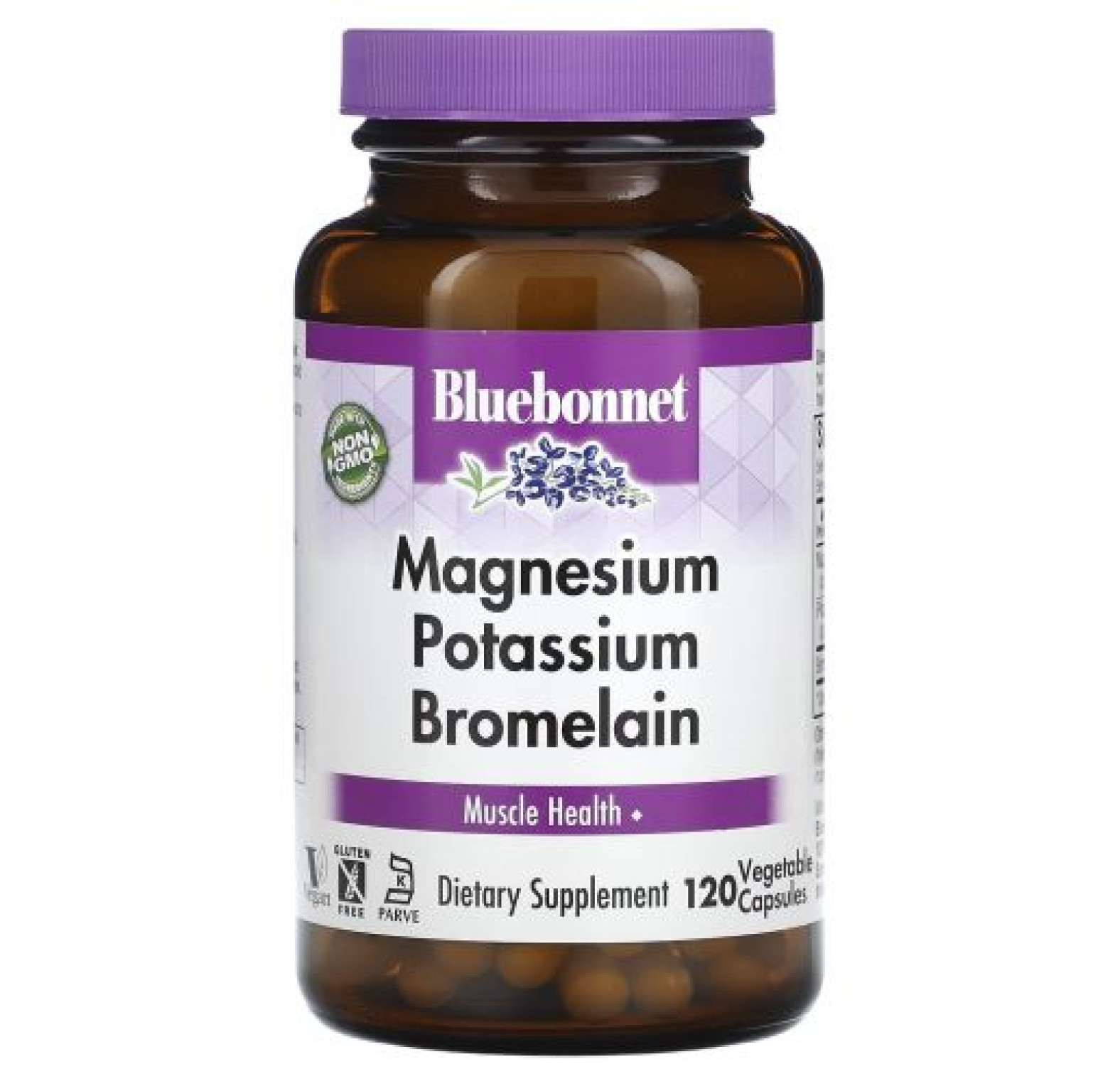 Bluebonnet Nutrition, Магний, калий, бромелайн, 120 растительных капсул