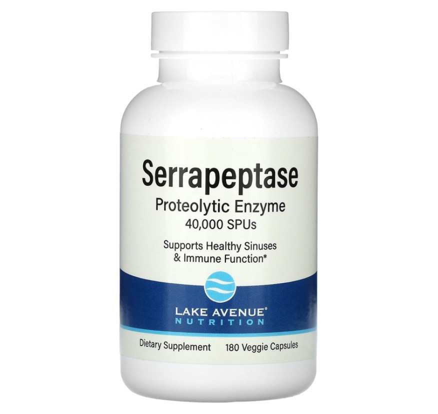 Lake Avenue Nutrition, серрапептаза, протеолитический фермент, 40 000 SPU, 180 растительных капсул