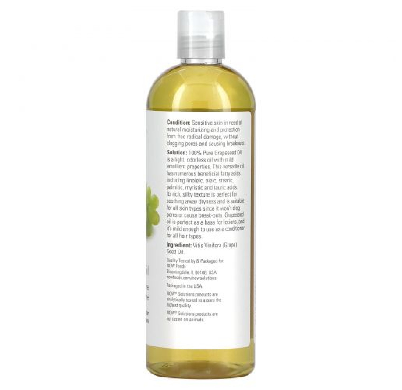NOW Foods, Solutions, масло из виноградных косточек, 473 мл (16 жидк. унций)