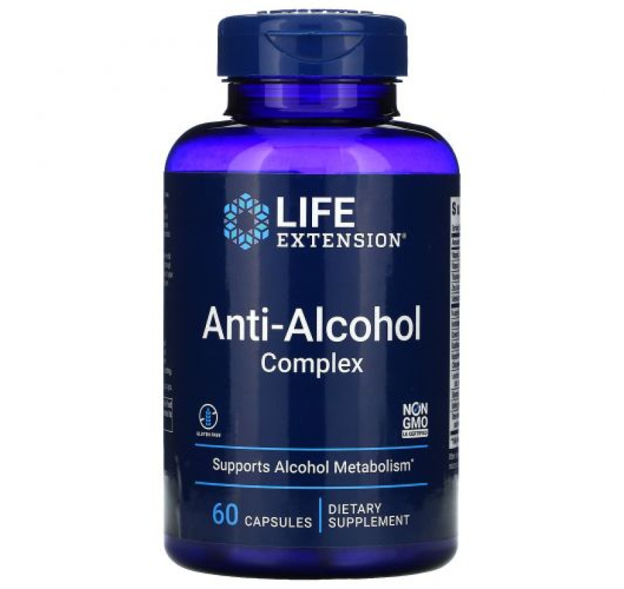 Life Extension, комплекс, нейтрализующий вредное воздействие алкоголя, 60 капсул
