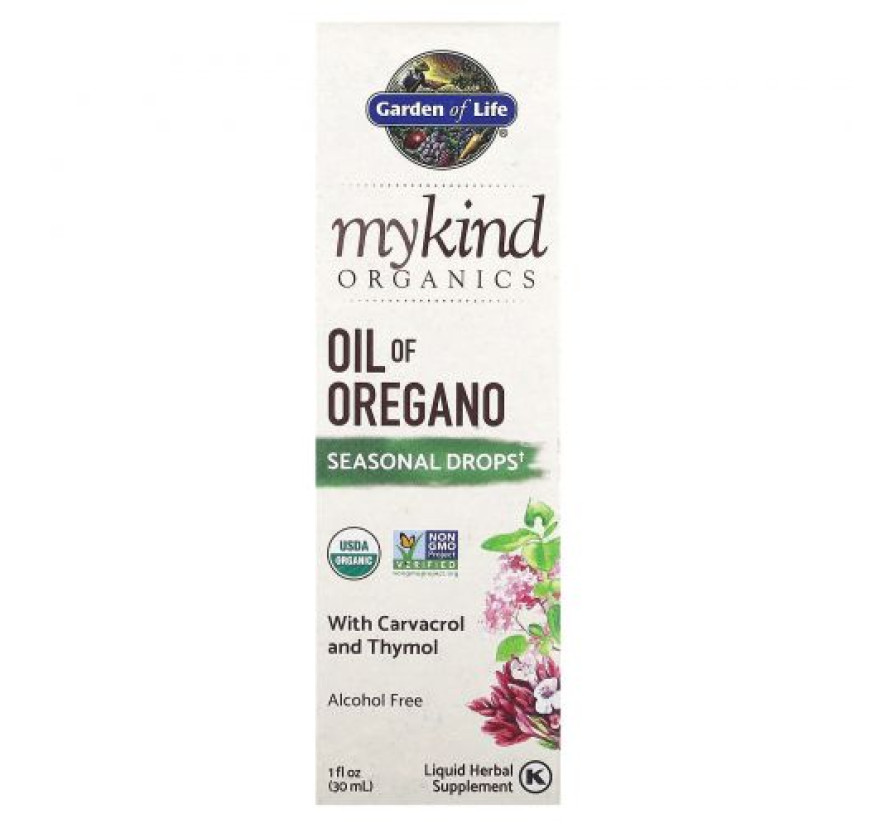 Garden of Life, MyKind Organics, масло орегано, сезонные капли, 30 мл
