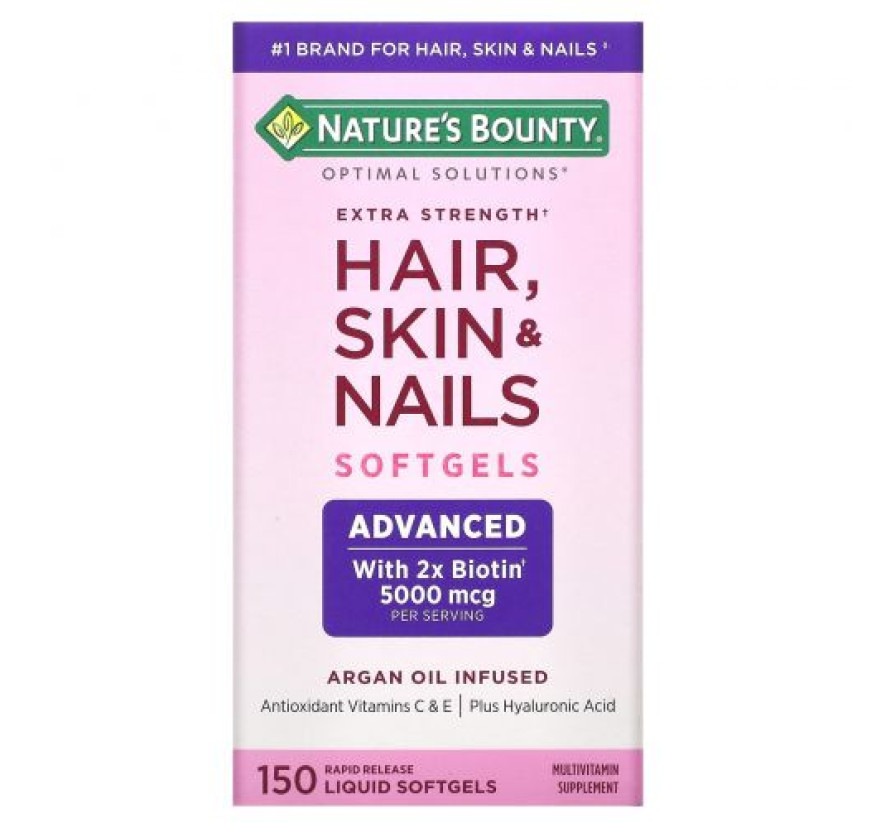 Nature's Bounty, Optimal Solutions, средство с повышенной силой действия для здоровья волос, кожи и ногтей, 150 капсул с быстрым высвобождением