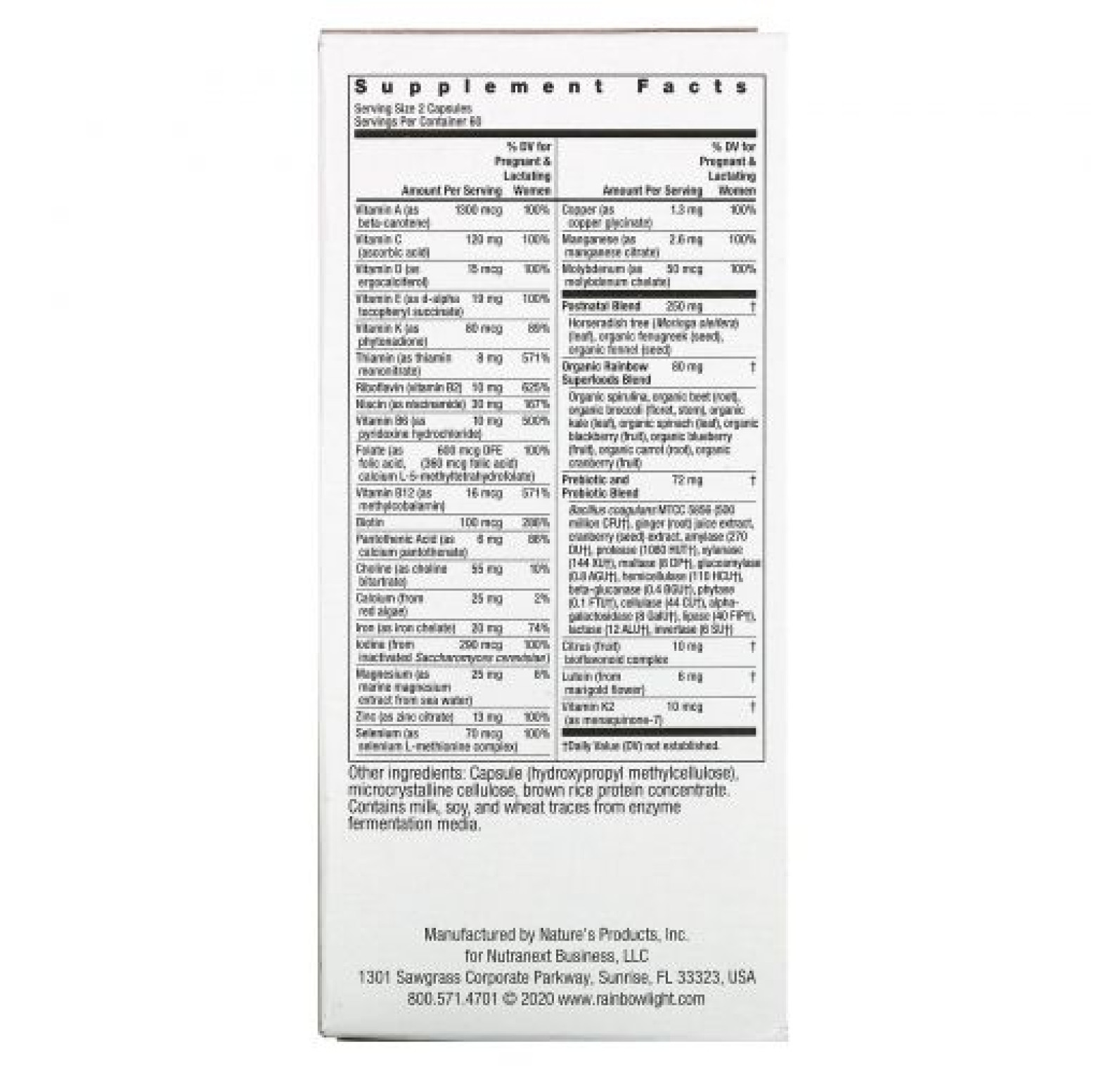 Rainbow Light, Мультивитамины для послеродового периода, 120 капсул