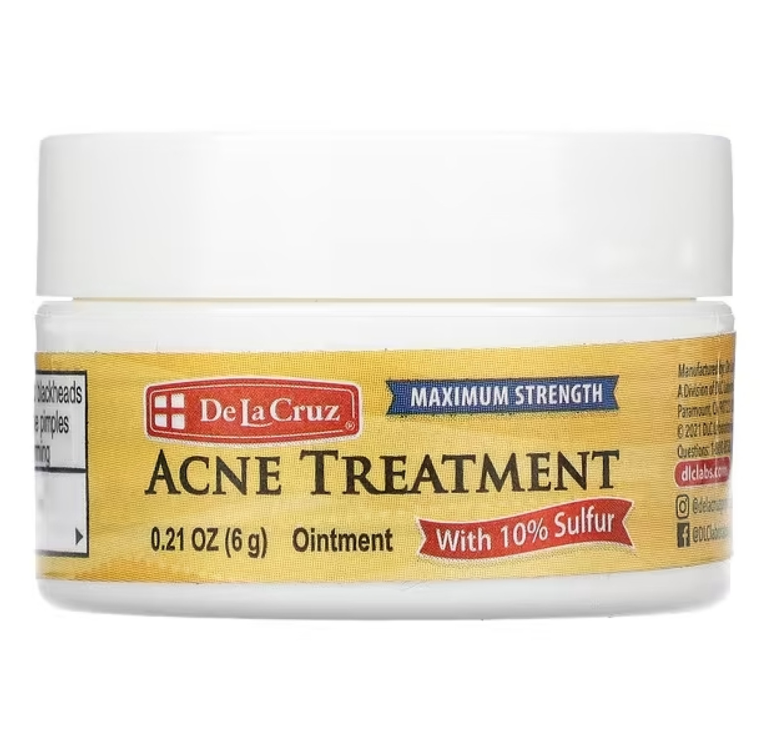 De La Cruz, серная мазь, средство от акне, максимальная эффективность, 6 г (0,21 унции)