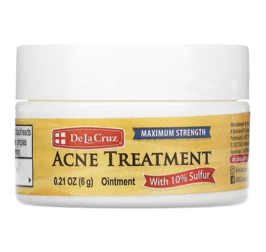 De La Cruz, серная мазь, средство от акне, максимальная эффективность, 6 г (0,21 унции)