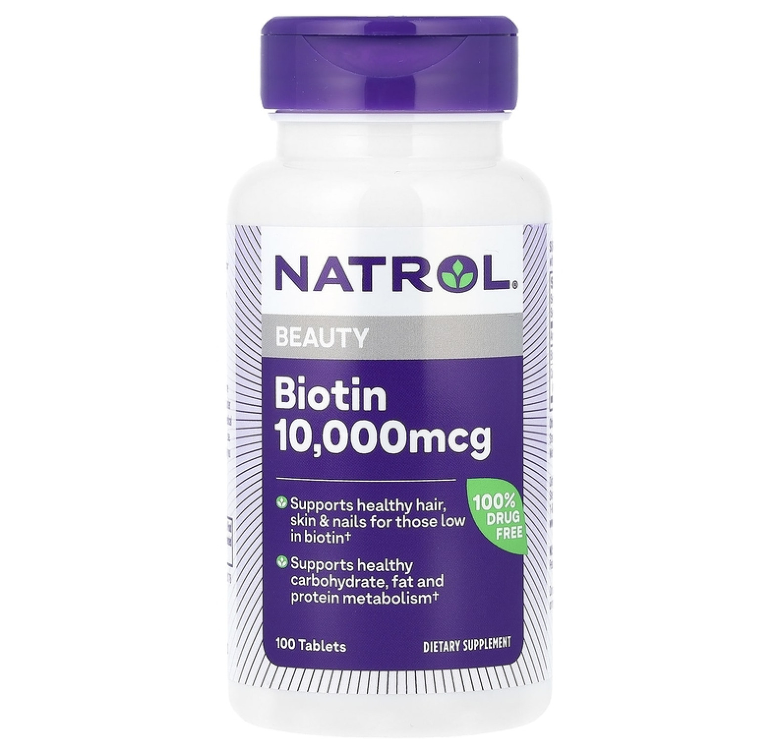 Natrol, биотин, максимальная сила действия, 10 000 мкг, 100 таблеток