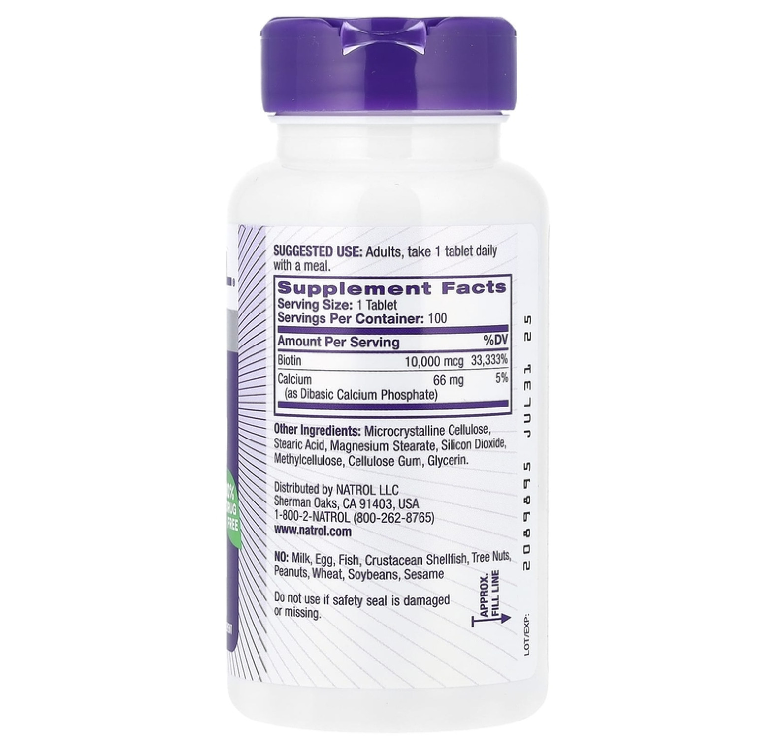 Natrol, биотин, максимальная сила действия, 10 000 мкг, 100 таблеток