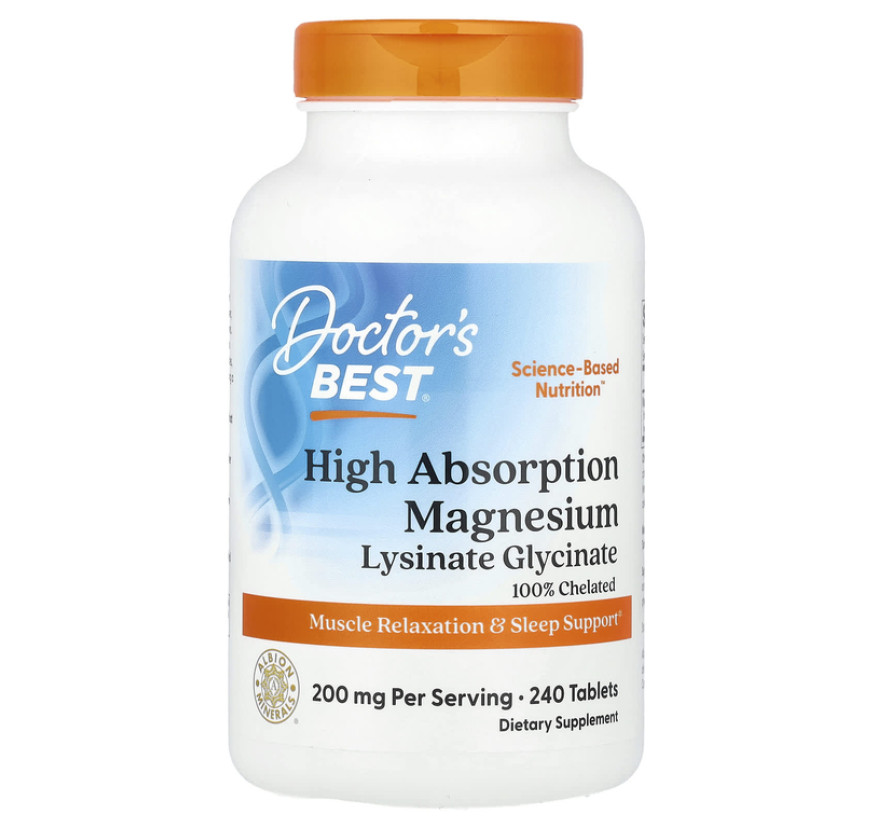 Doctor's Best, 100%-ный хелатный легкоусвояемый магний с микроэлементами Albion, 100 мг, 240 таблеток