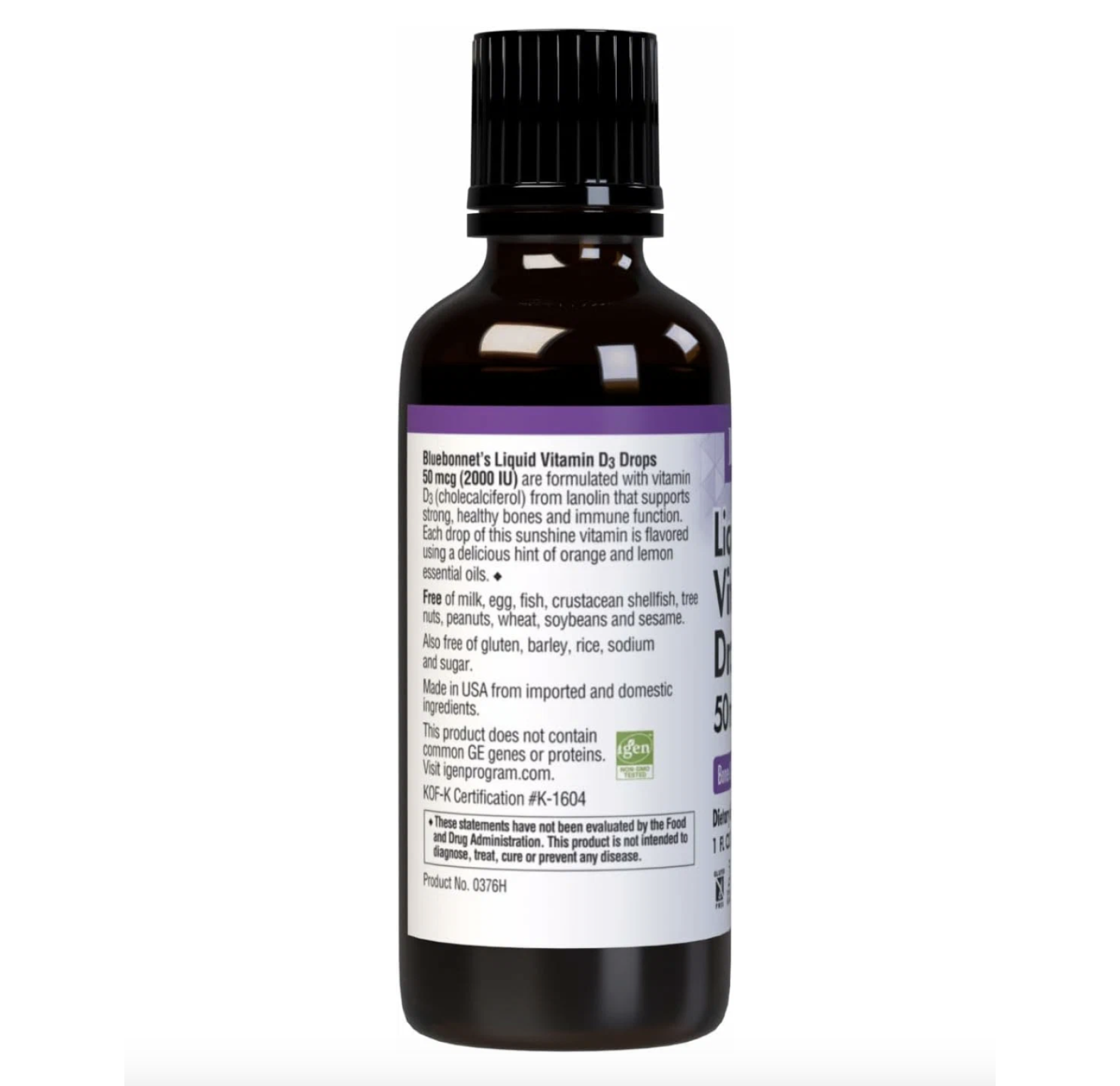 Bluebonnet Nutrition, Витамин D3, вкус цитруса, 2000 МЕ, капли, 30 мл