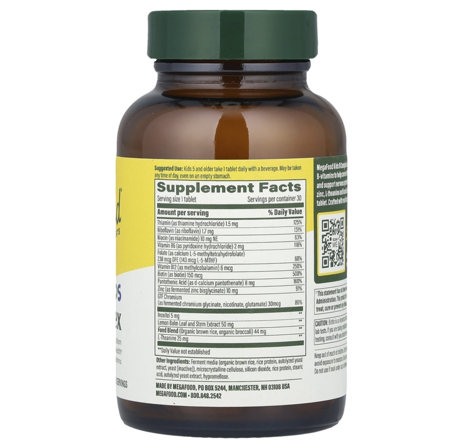 MegaFood, Комплекс витаминов группы B для детей, 30 таблеток
