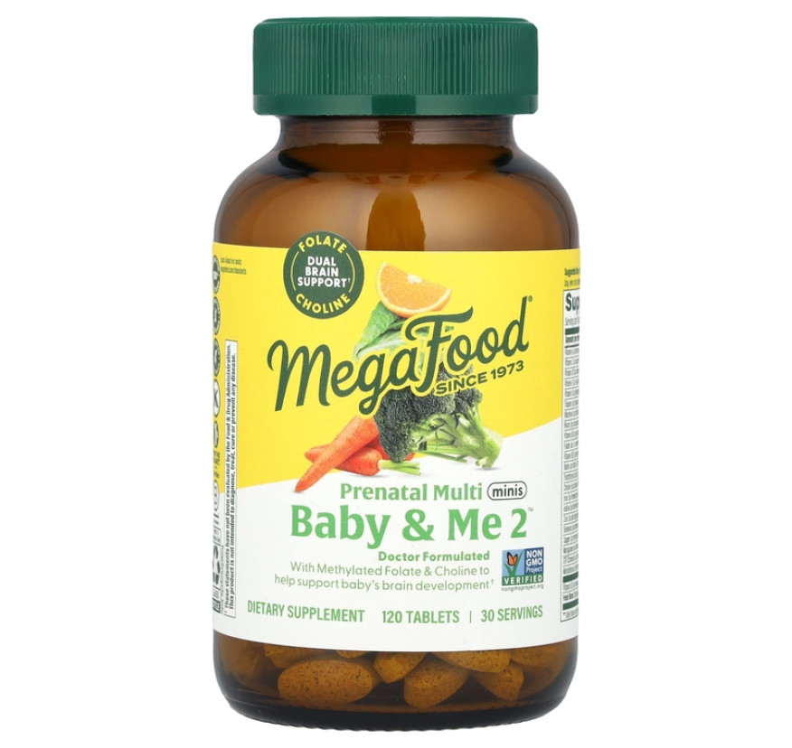 MegaFood, Baby & Me 2, мультивитамины для беременных, 120 таблеток