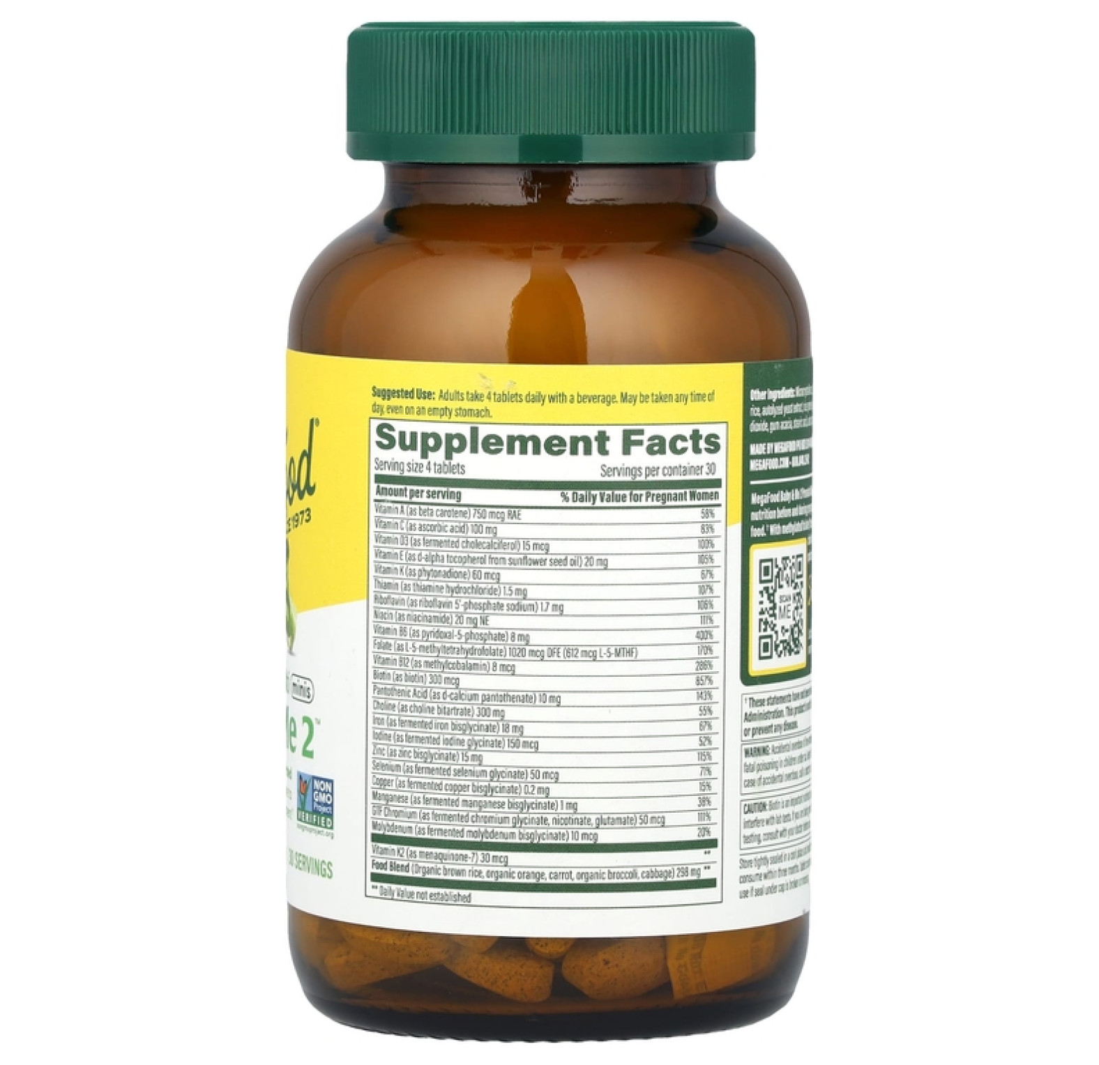 MegaFood, Baby & Me 2, мультивитамины для беременных, 120 таблеток