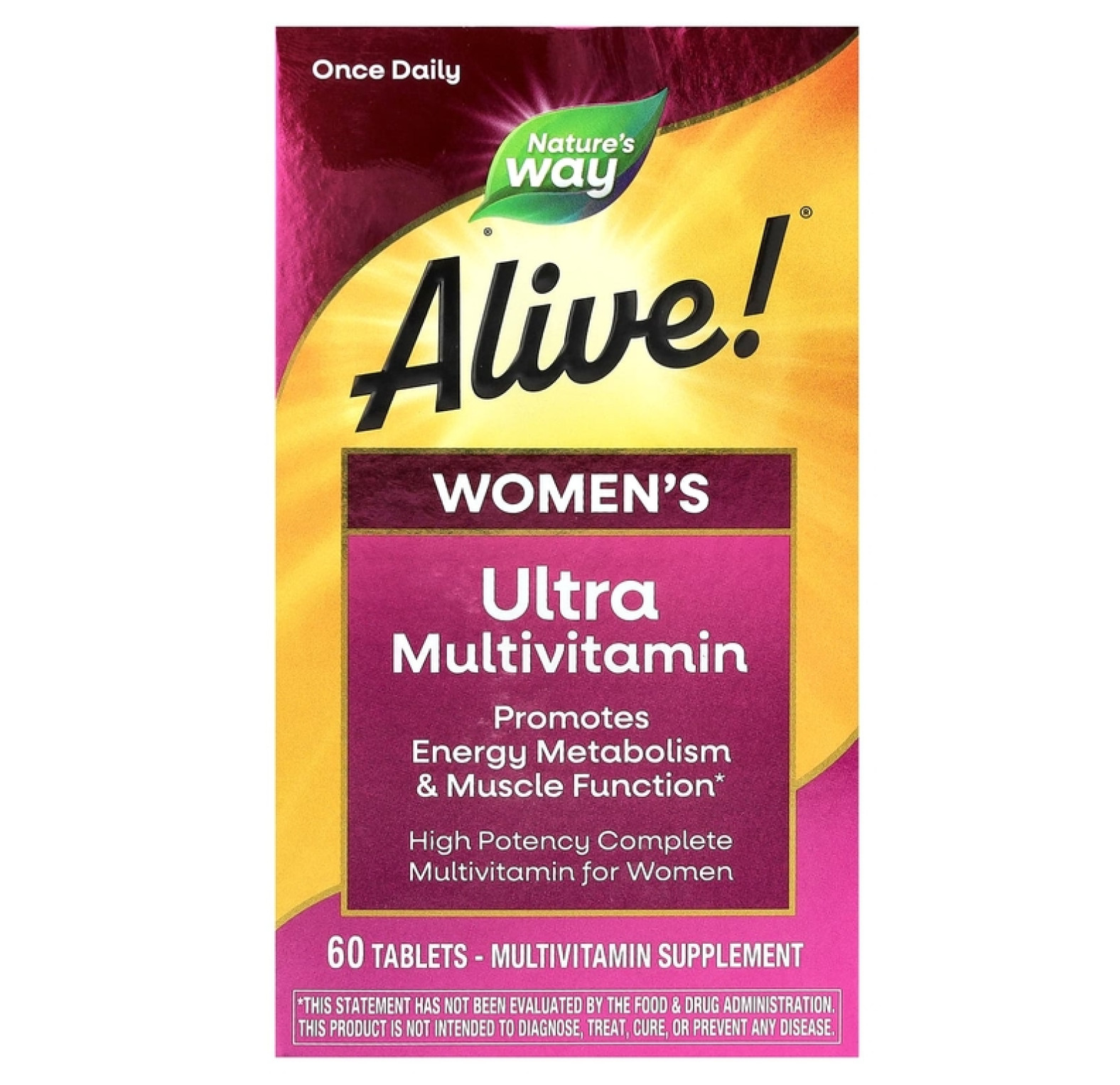 Nature's Way, Alive! Once Daily, полный комплекс высокоэффективных мультивитаминов для женщин, 60 таблеток