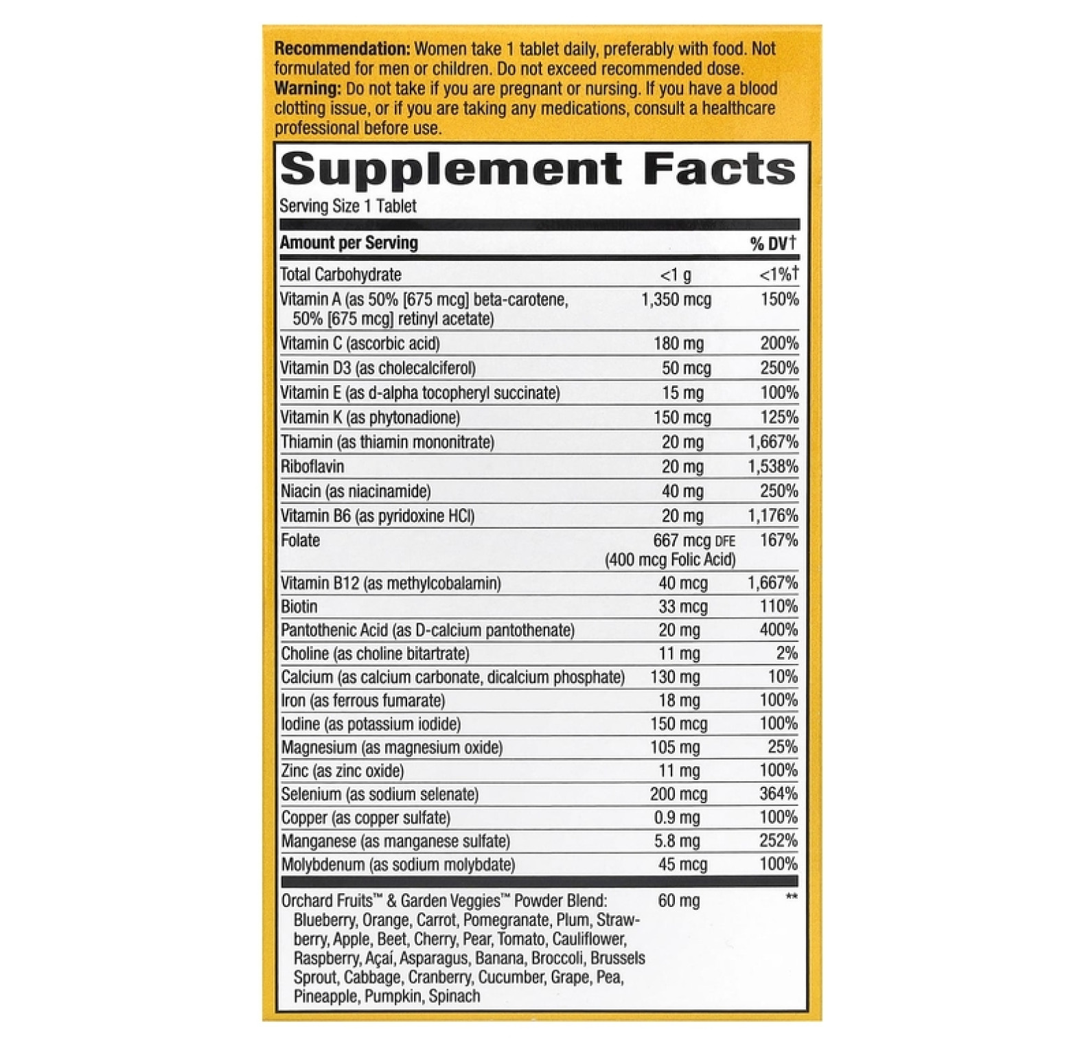 Nature's Way, Alive! Once Daily, полный комплекс высокоэффективных мультивитаминов для женщин, 60 таблеток