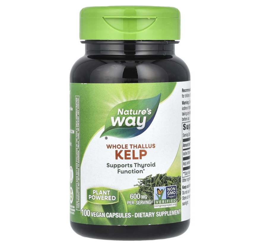 Nature's Way, Водоросли, цельный слоевище, 600 мг, 100 веганских капсул